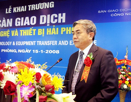 Nguyên Thứ trưởng Bộ Khoa học và Công nghệ Nguyễn Quân(Nay là Bộ Trưởng) phát biểu tại Lễ khai trương