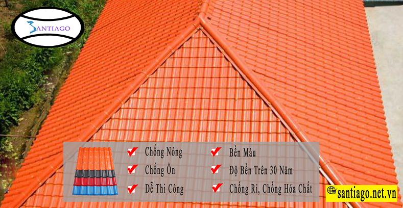 Ngói nhựa PVC ASA Santiago- Siêu bền chống nóng chống ồn giá rẻ