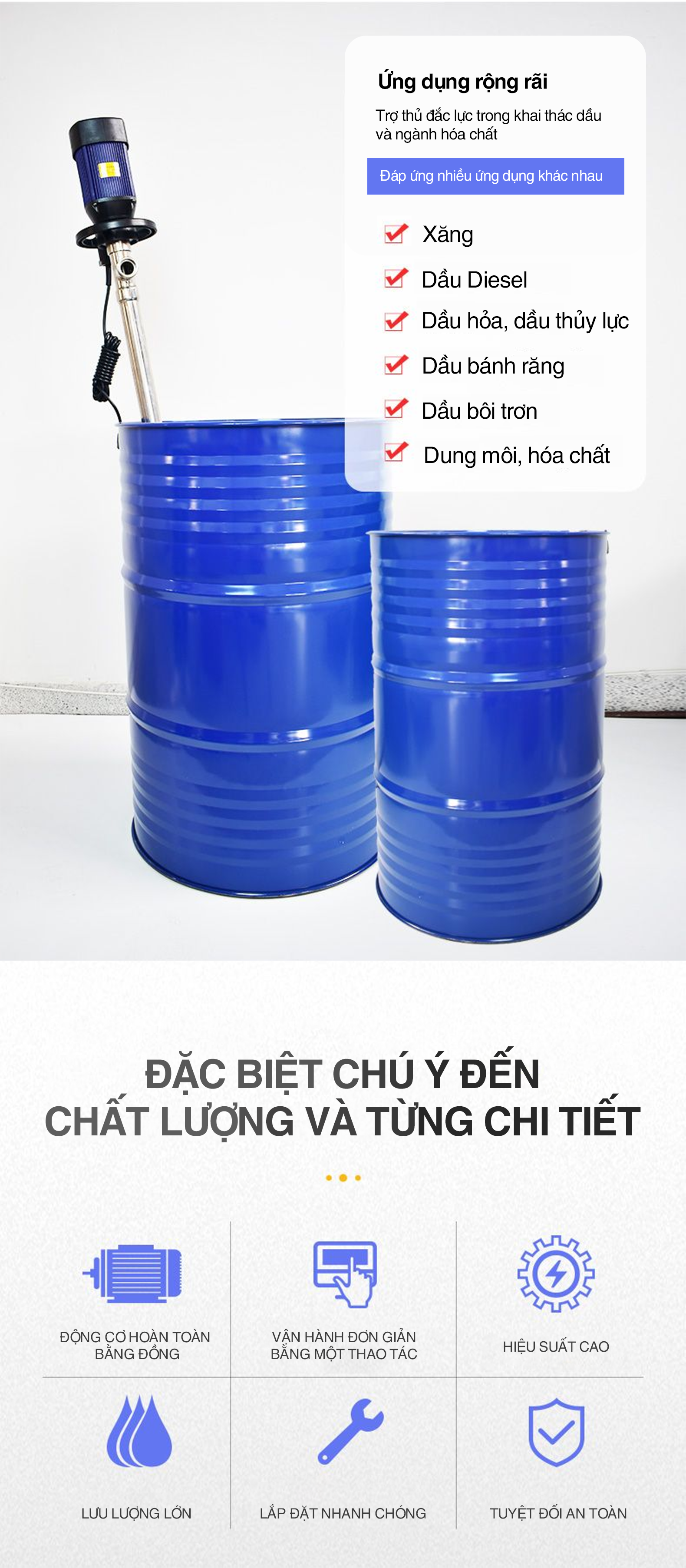 Máy bơm thùng phuy GODO hiệu suất cao giá gốc từ NSX