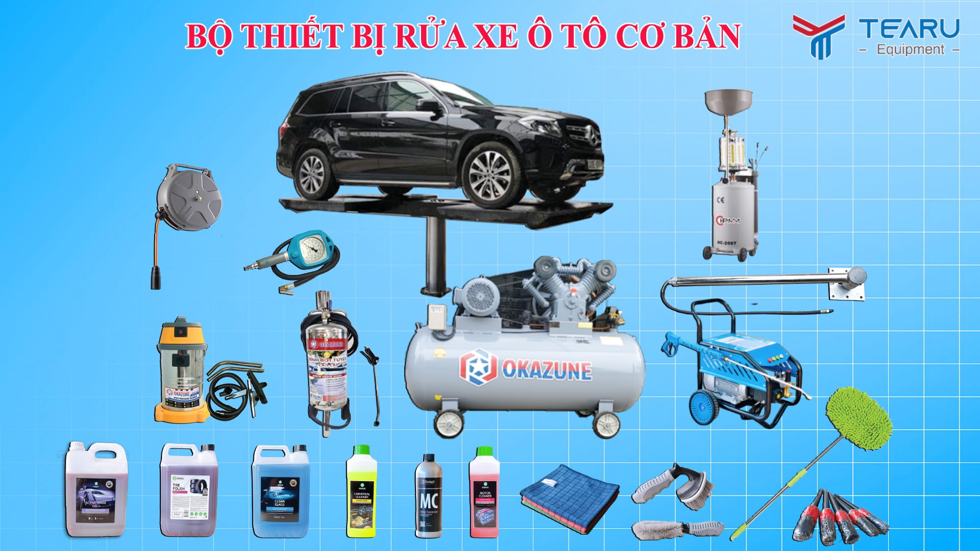 Trọn bộ thiết bị rửa xe ô tô chuyên nghiệp