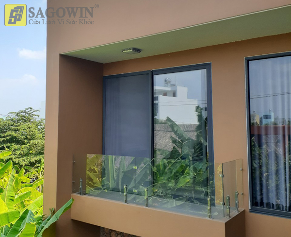 Cửa lưới lùa ray đơn hệ F1, sợi lưới 70