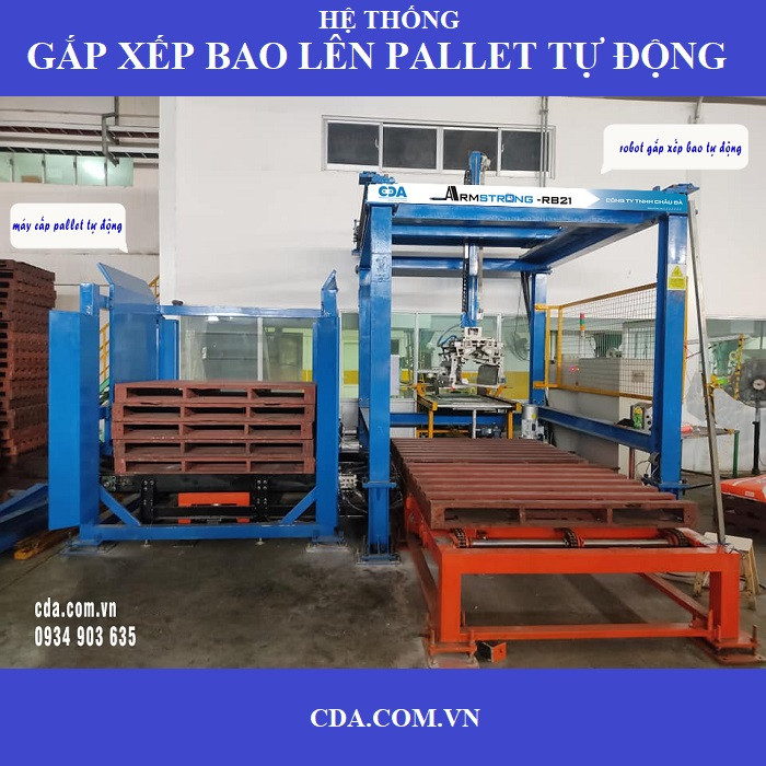 Robot xếp hàng lên pallet tự động