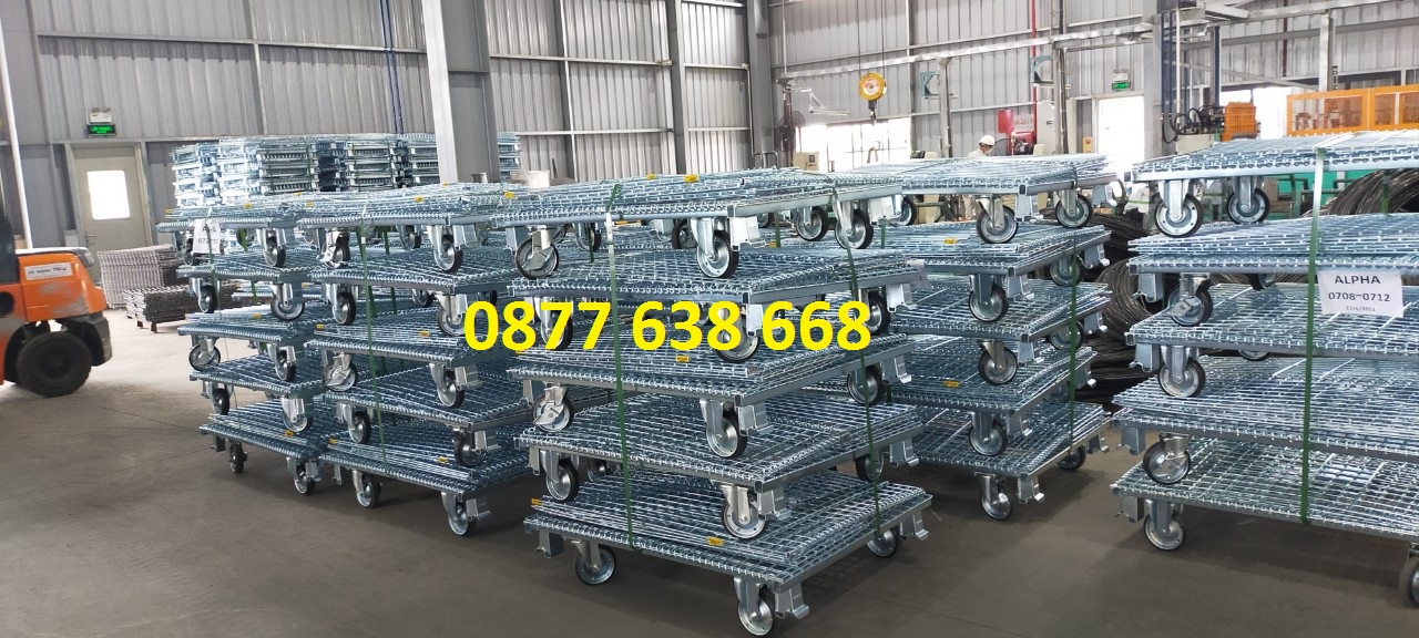 Lồng thép 2 cửa mở có gắn bánh xe PITC 900x555x1080 (mắt lưới 50x50)