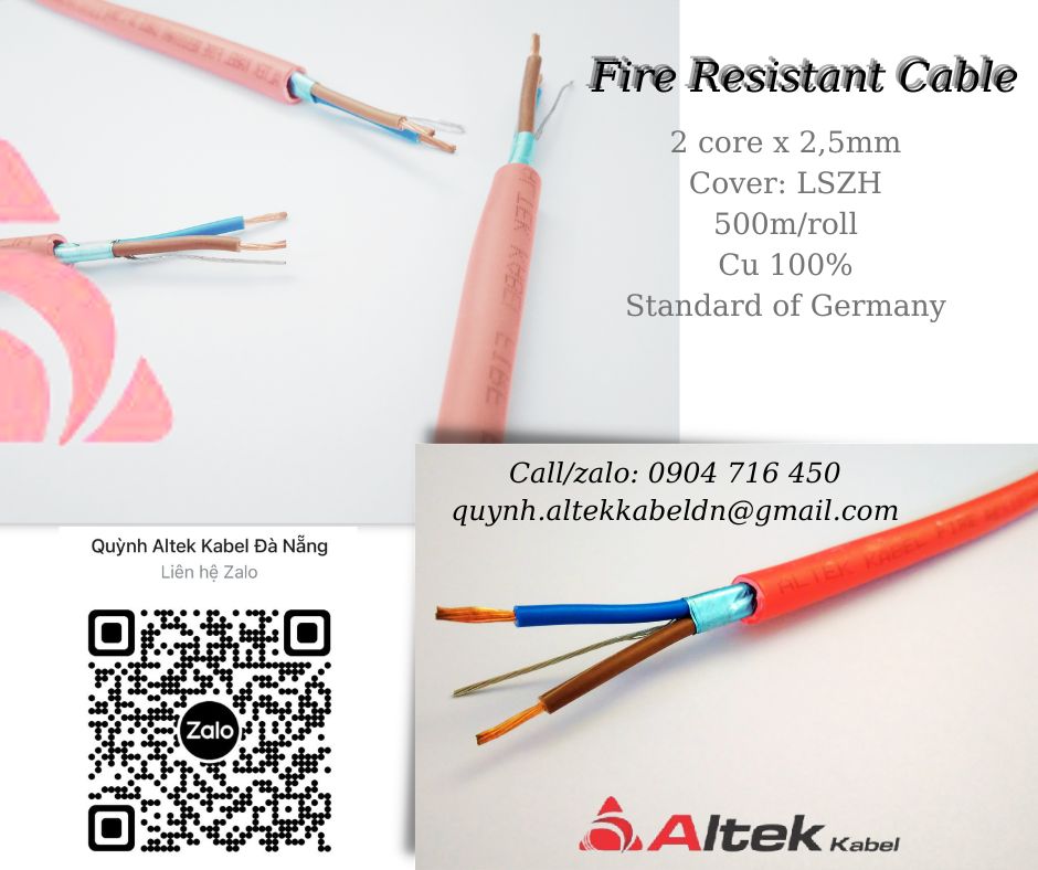 Cáp chống cháy Altek Kabel 2 core x 2.5mm