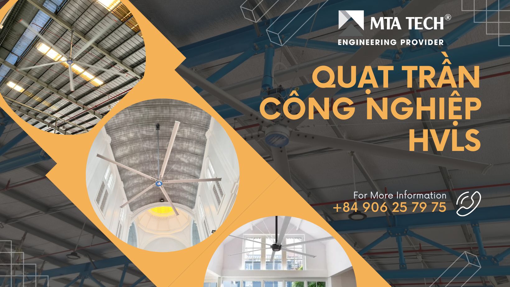 Quạt trần công nghiệp cánh lớn HVLS - MTA TECH 3.4m (11ft)