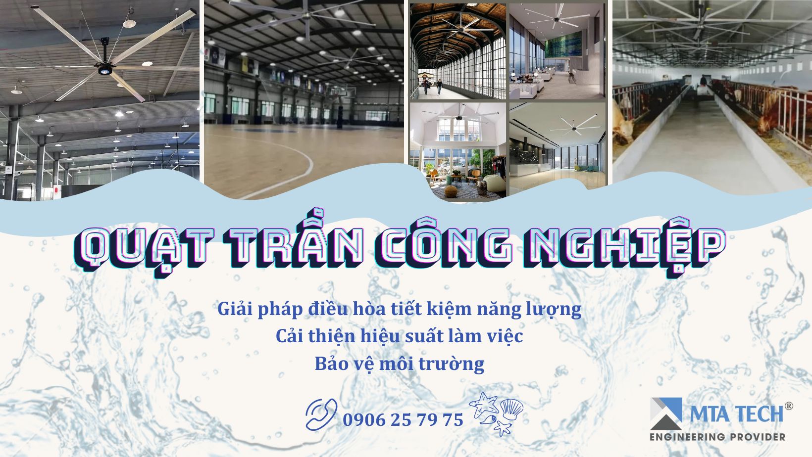 Quạt trần công nghiệp cánh lớn HVLS 7.3m (24ft) - MTA tech