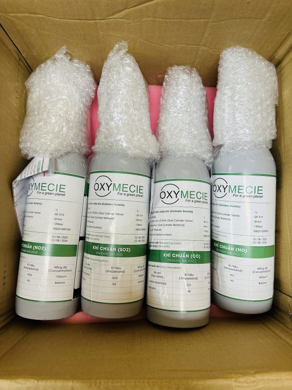 Khí chuẩn 1.45% (CH4), 15% (O2), 60ppm (CO), 20ppm (H2S) – Chai 1L(OXYMECIE)