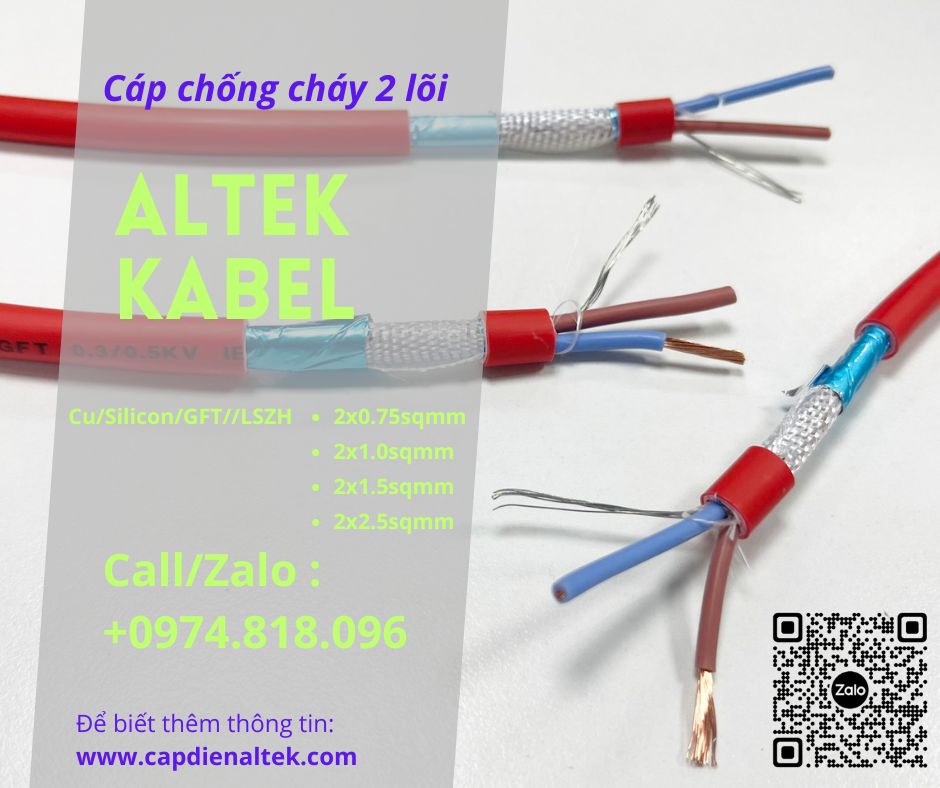 Cáp chống cháy chống nhiễu 2x0.75+E+GFT Altek Kabel