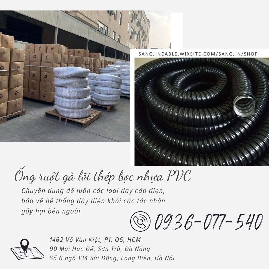 Ống ruột gà lõi thép bọc nhựa- Ống kẽm đàn hồi bọc nhựa phi 2'