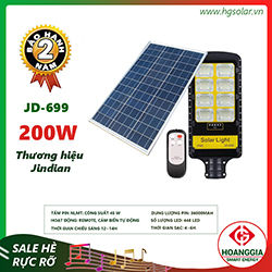 Đèn đường năng lượng mặt trời JD-699 200w 