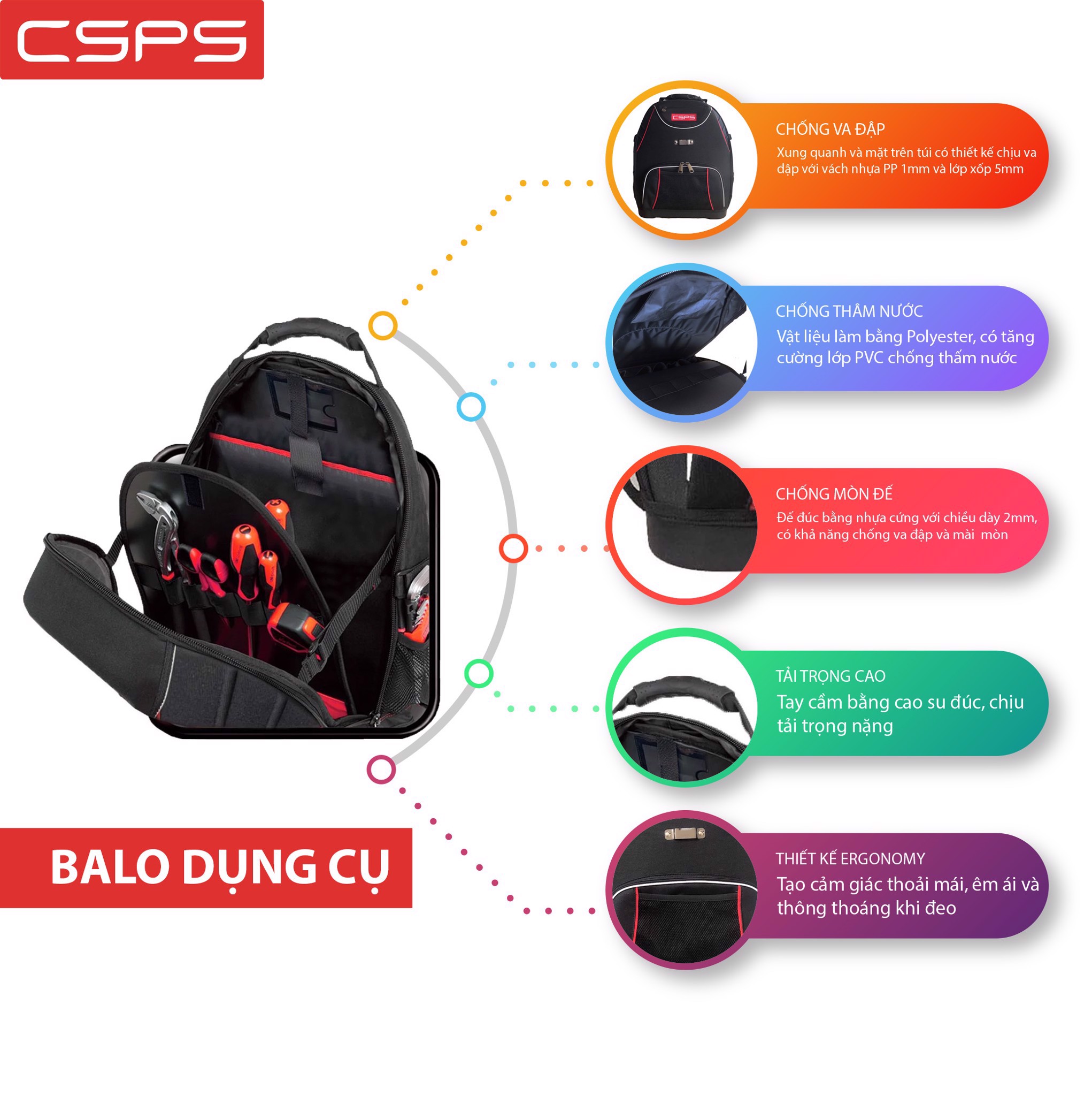 Balo dụng cụ CSPS 37cm