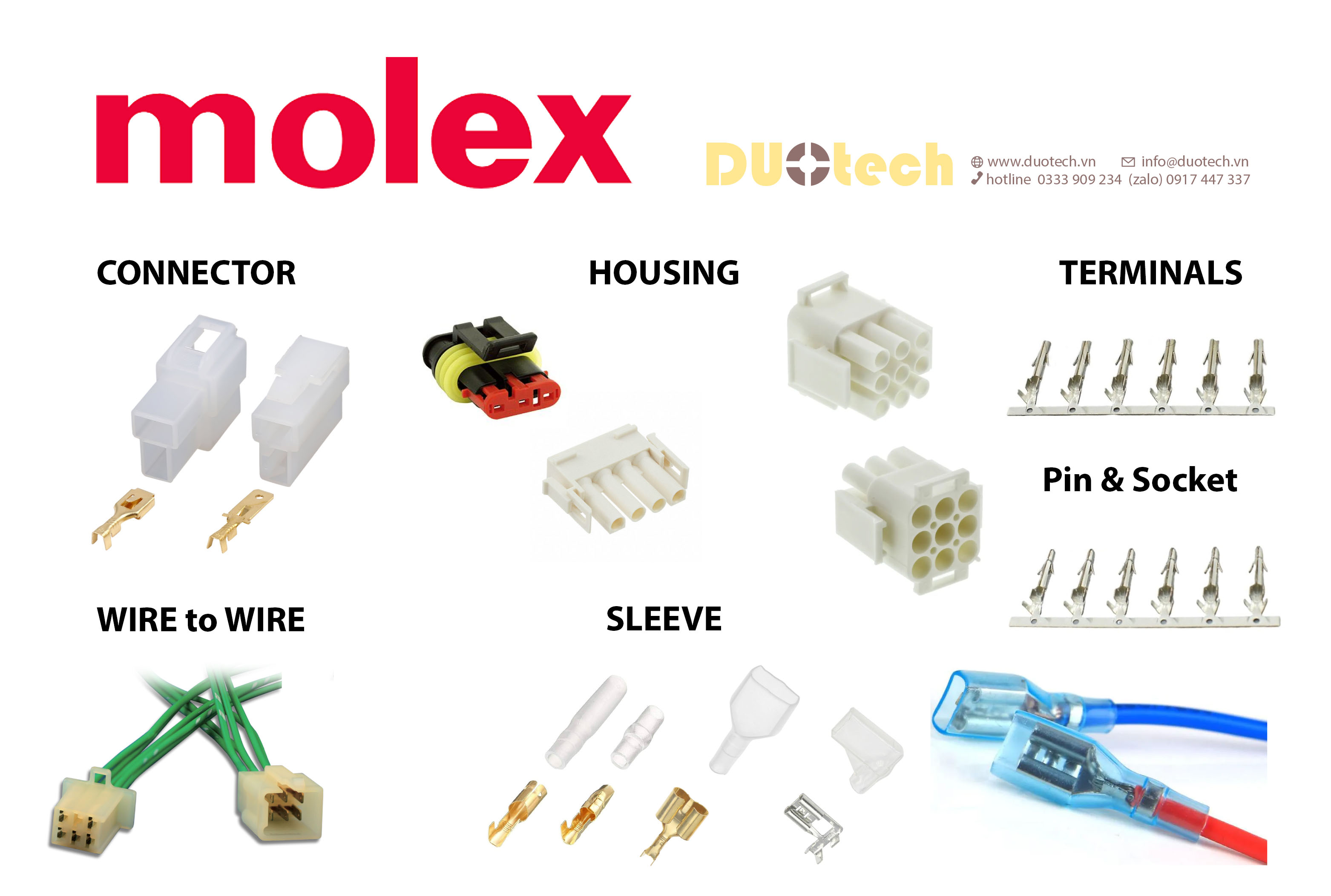 Đầu nối connector Molex Mini-Fit 5557 5559 5556T 5558T Micro-Fit 43020 43025 43640 43645 43030 43031 45773 PicoBlade 51021 51047