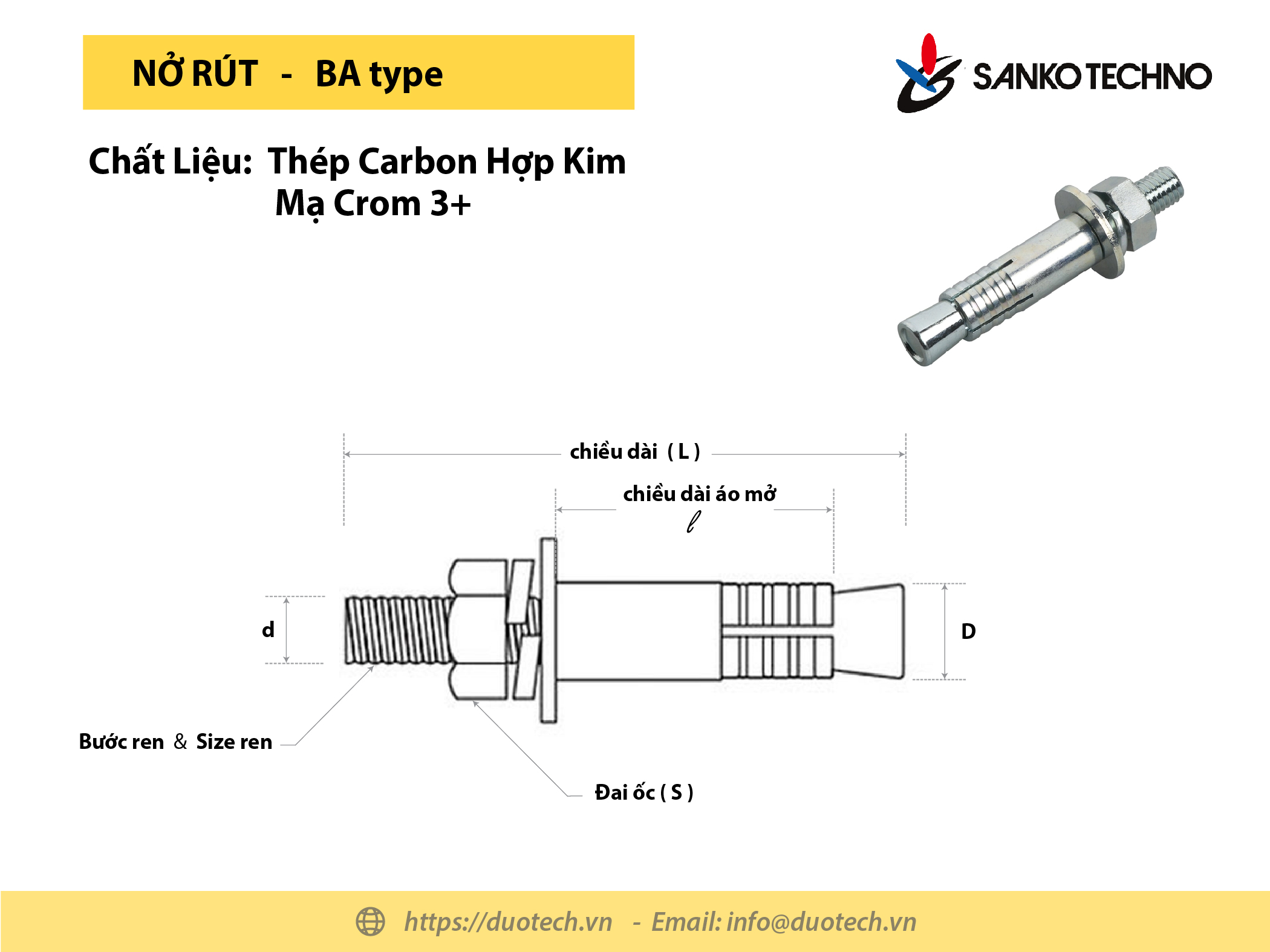 Bulong tắc kê đạn nở đinh, nở đóng, nở rút sắt, nở hàn Sanko Fastem ...