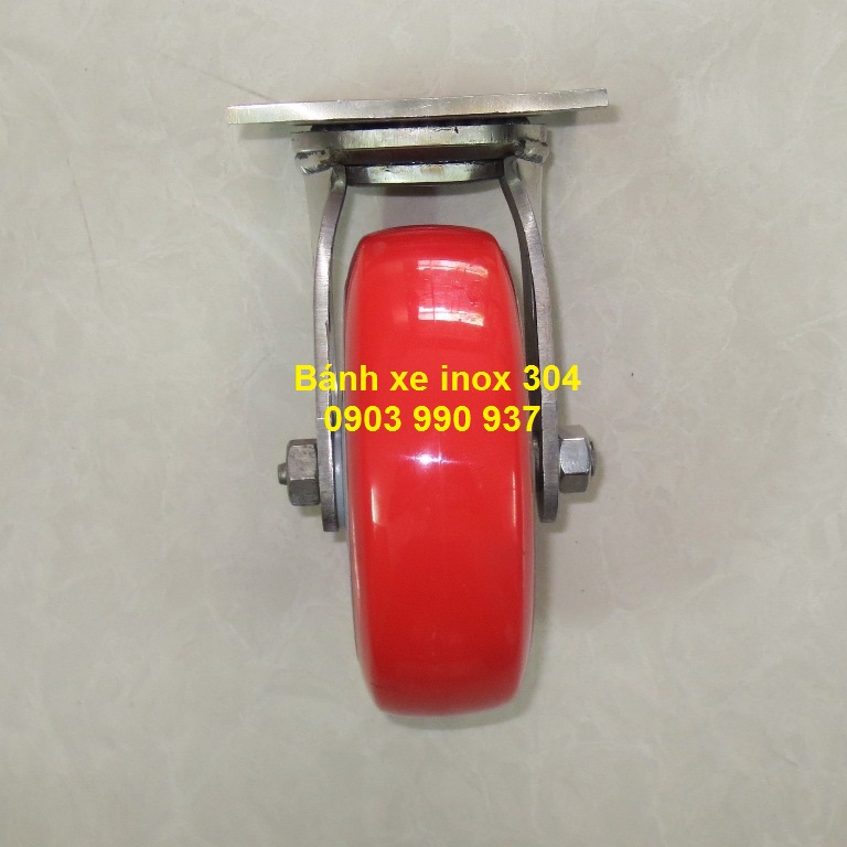 Bánh xe Pu 150 Càng cố định inox 304 A Caster