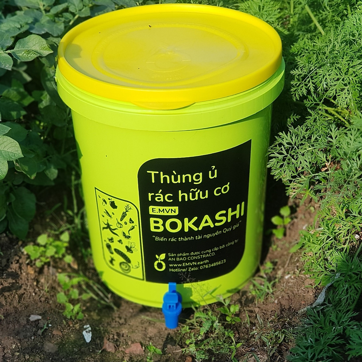 Combo thùng ủ rác hữu cơ Bokashi 2 thùng + 3 túi 1kg Bokashi