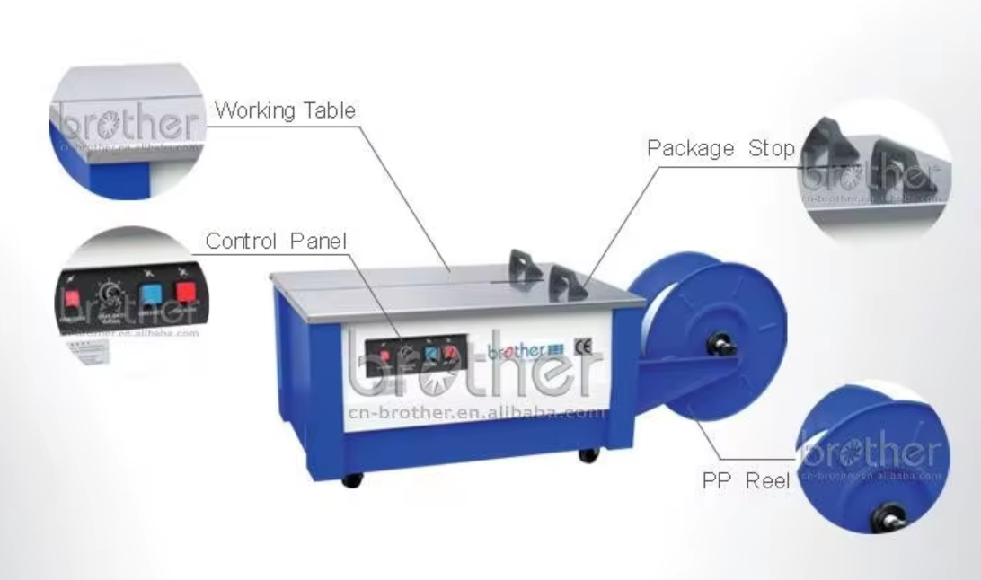 Máy đóng đai thùng bán tự động bằng điện Bropack KZB-II