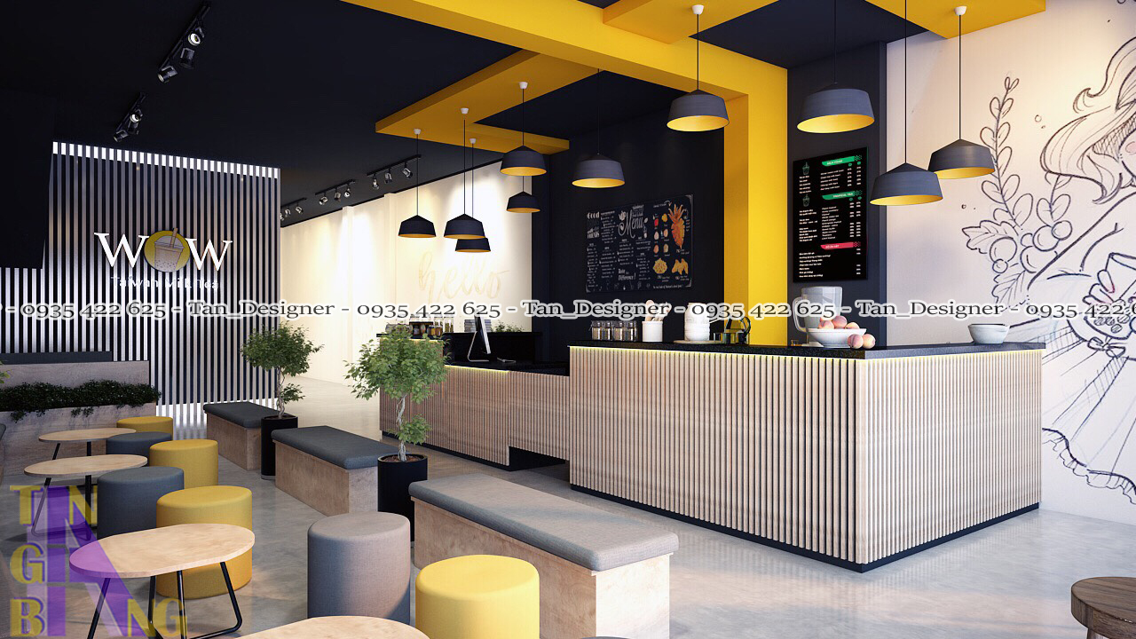 Hình ảnh thiết kế quán trà sữa Wow ở Bạc Liêu - Tân Gia Bang Decor